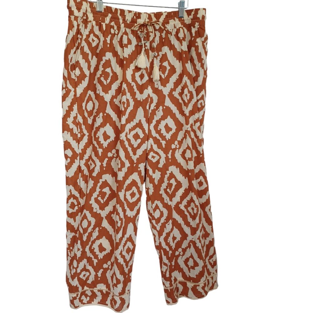 Haute Hippie Pant Wide Leg Cotton Tribal Ikat Boho Size X Large - Picture 1 of 14